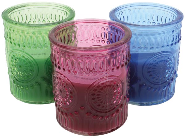 Kerzentopf Designmotiv, 7x5,5x5,5cm, aus edlem Glas