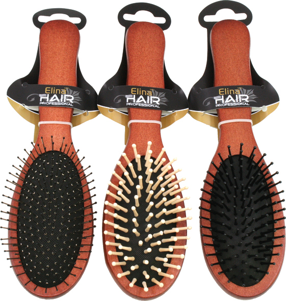 Hair Brush Wood Massage 22cm 3 Styles Asstd.