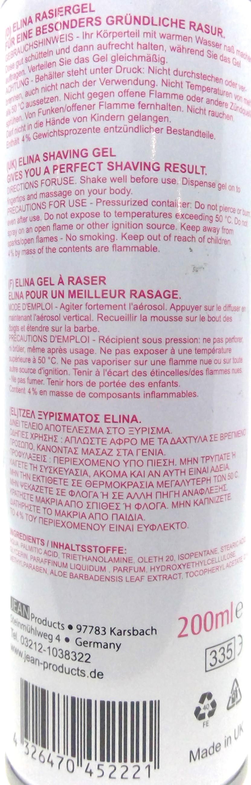 Rasiergel Elina 200ml for women Aloe Vera