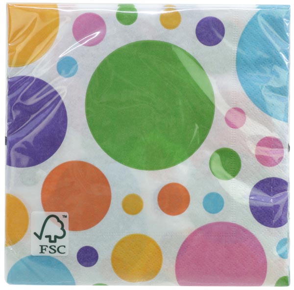 Servietten Amscan 20er, 33x33cm bunte Punkte