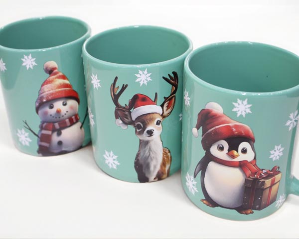 Coffee mug 8.7x8.6cm with moose and snowflakes made of
