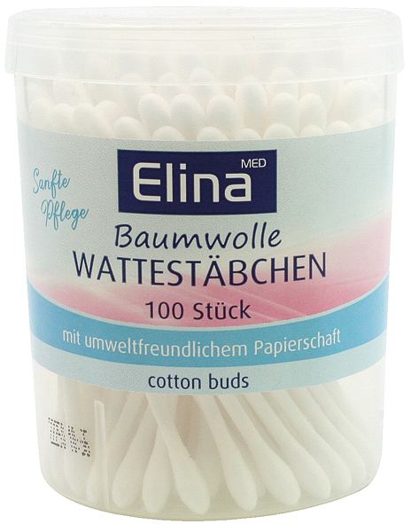 Wattestäbchen 100er Papier Elina in Runddose