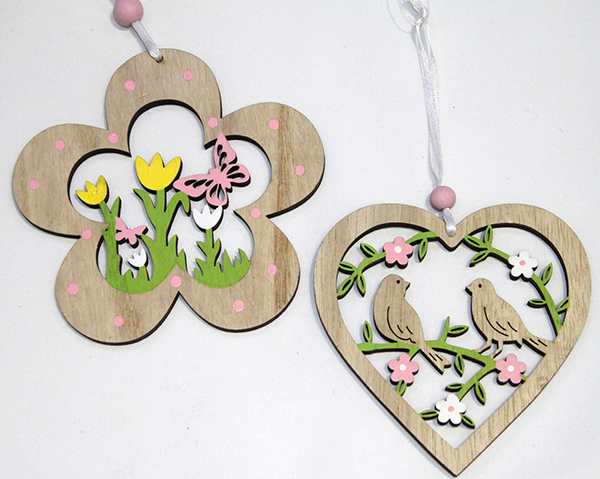 Tolle Holz Blume oder Herz mit bunten Blumen