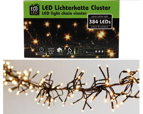 LED light chain cluster 384 LED, warm white