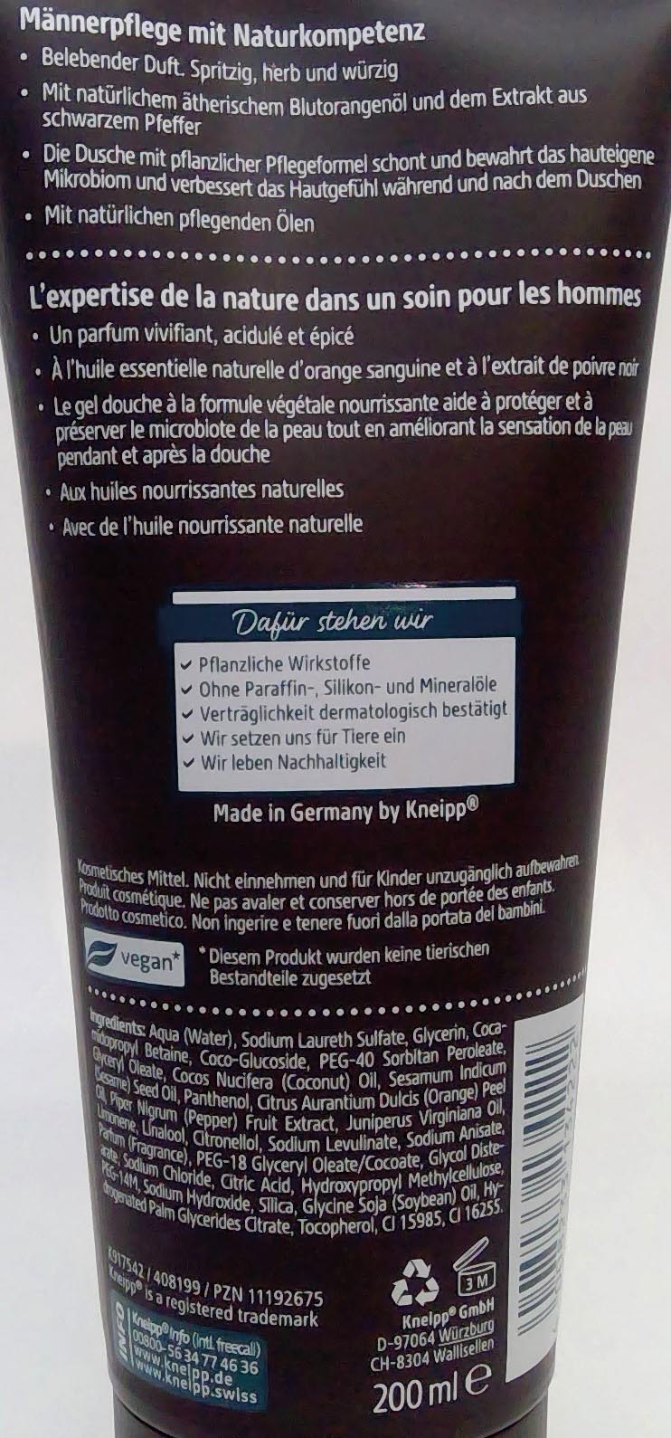 Kneipp shower 200ml blood orange / black pepper