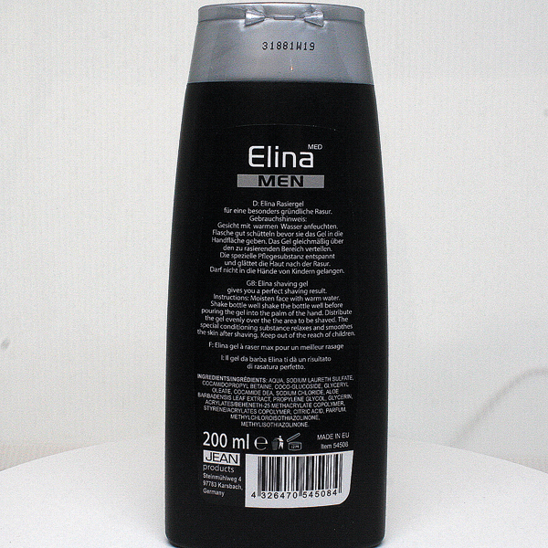 Gel à raser Elina 200ml en flacon (sans aérosol)