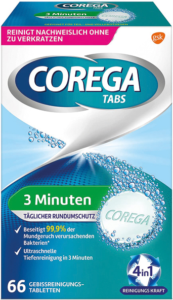 Corega Tabs 3 minutes 66 comprimés de nettoyage