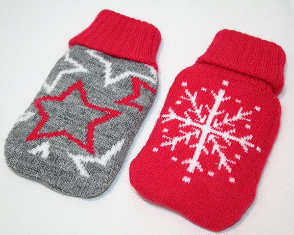 Hand warmer with click and knitted cover, 2 designs and two