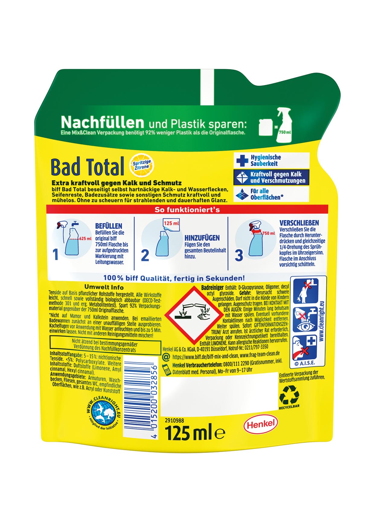 Biff Bad Total Mix&Clean 125ml Zitrus