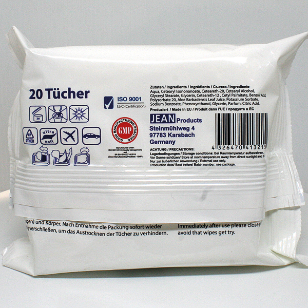 Lingettes humides 20 Elina, taille tissu 20x21cm