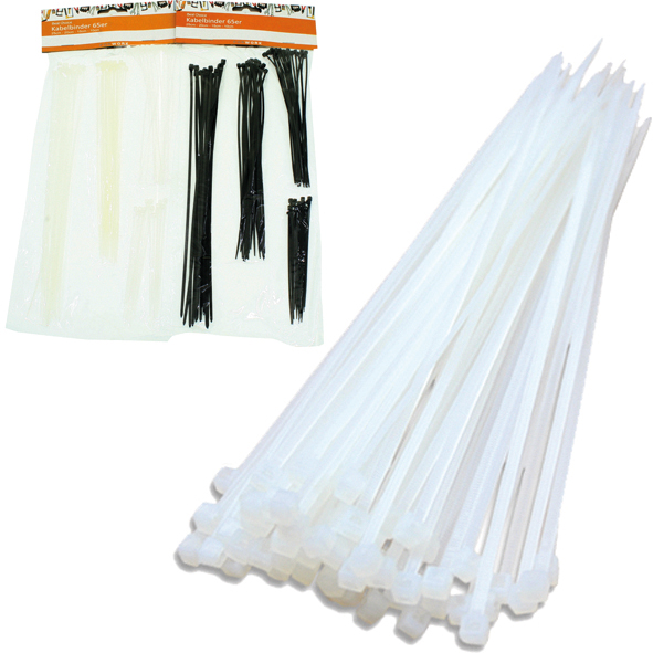 Cable ties 65 pcs. 4 sizes ass. 25/20/15/10 cm