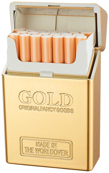 Goldbarren-Zigarettenpackung, Gold im 12er Display aus Kusto