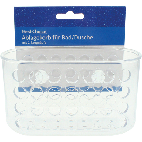 Bath Basket 16x8cm transp. w. Suction Cup 5,5cm