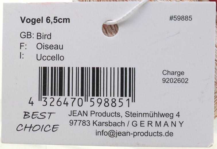 Süßer Vogel mit Mütze 6,4x3,5x5,6cm aus Kunstharz