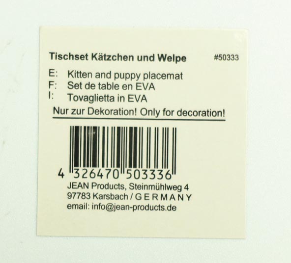 Tischset Kätzchen und Welpe, 44x28,5cm