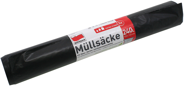 Müllsäcke 240L 100x125cm 5er schwarz