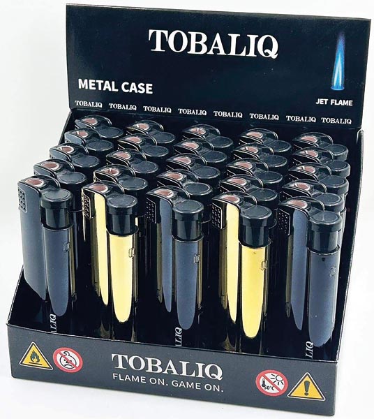 Briquet électrique à flamme jet, noir et or,