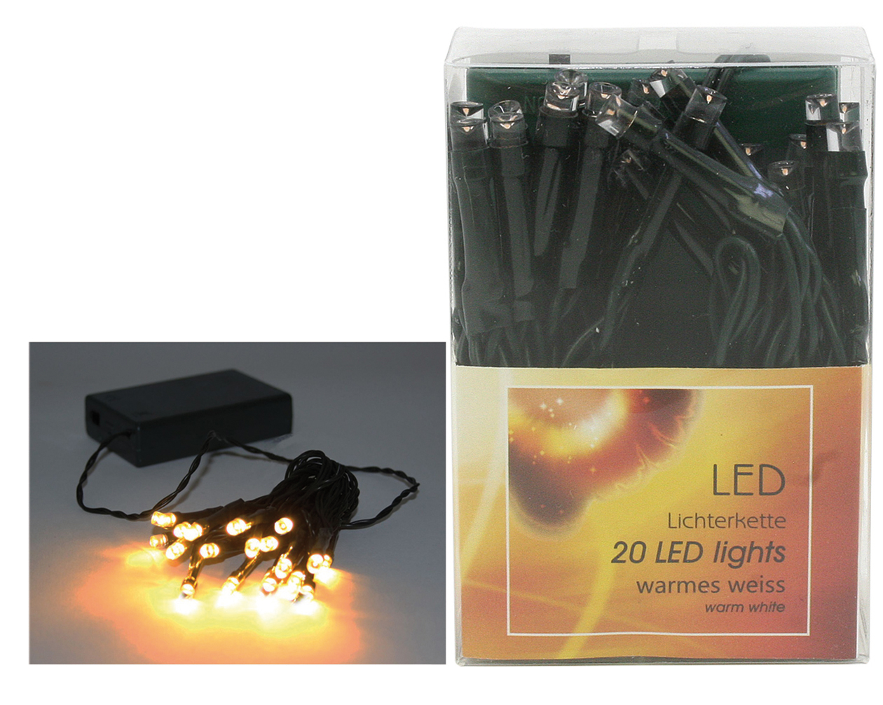 LED Lightchain 20 LED warm white, for indoor