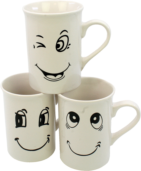 Coffee mug 265ml 10x7cm, WHITE SMILE design