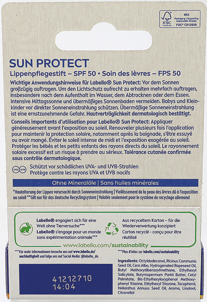 Labello Baume à lèvres solaire SPF 30, 4,8g