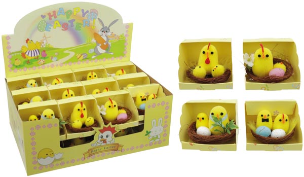 Hen plush with chick, egg and flower 6x6x6cm