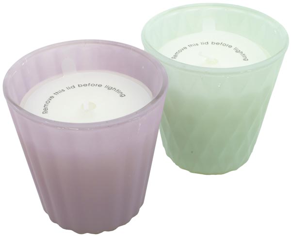 Glas pastellfarben Kerzentopf 7,3x7,3x7,5cm