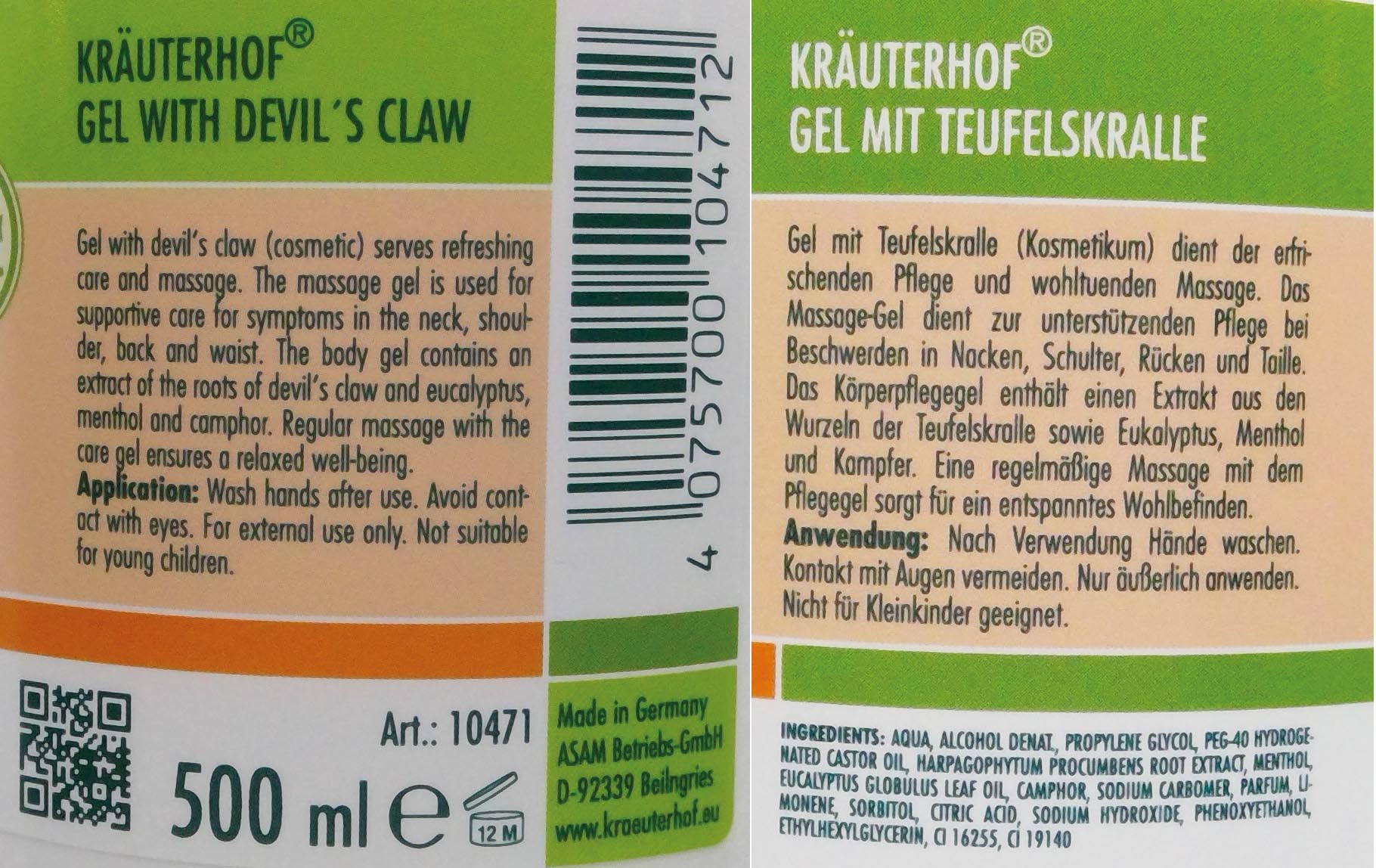 Cream Kräuterhof 500ml devils claw Salve in Jar