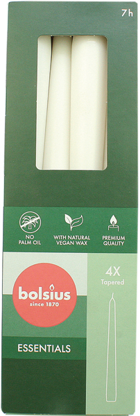 Taper Candles Set of 4 24,5x2,4 cm white,