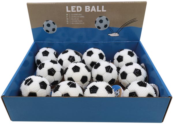 LED rubber ball "football", flashing, black/white, approx.