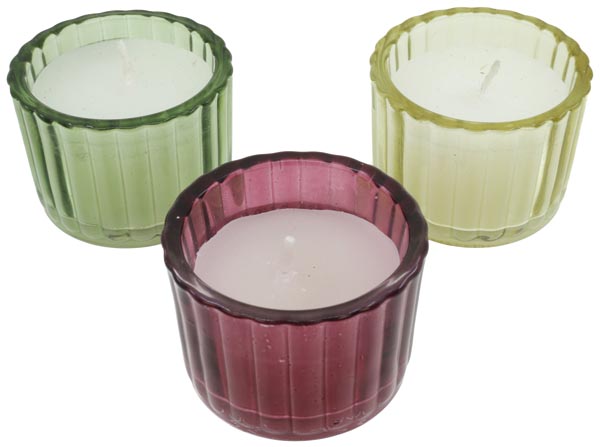 Kerze im Glas 5,5x3,7cm, 4 Farben sortiert