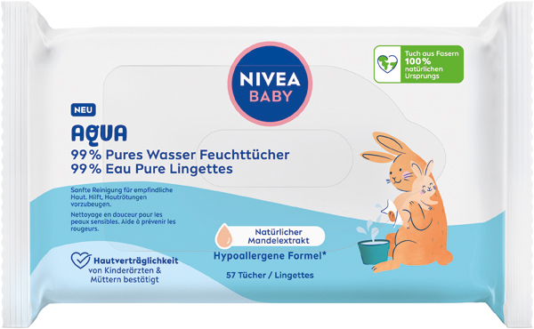 Nivea Baby wet wipes 99% Aqua 57's