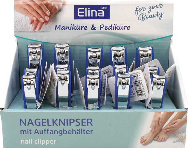 Nagelknipser m. Auffangbehälter 2f.sortiert 9+6cm