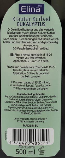 Bad Kräuter Kurbad Elina 500ml Eukalyptus