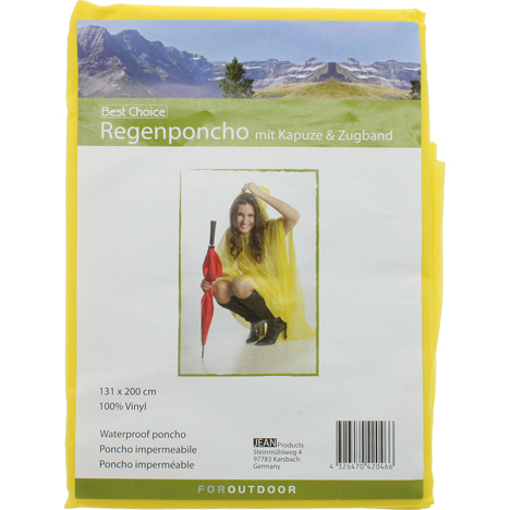 Regenponcho für Kinder mit Kapuze u. Zugband