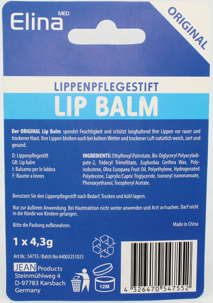 Elina lip balm original on card