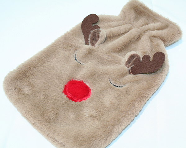 Hot water bottle 2 liters, sleeping moose with fluffy fleece