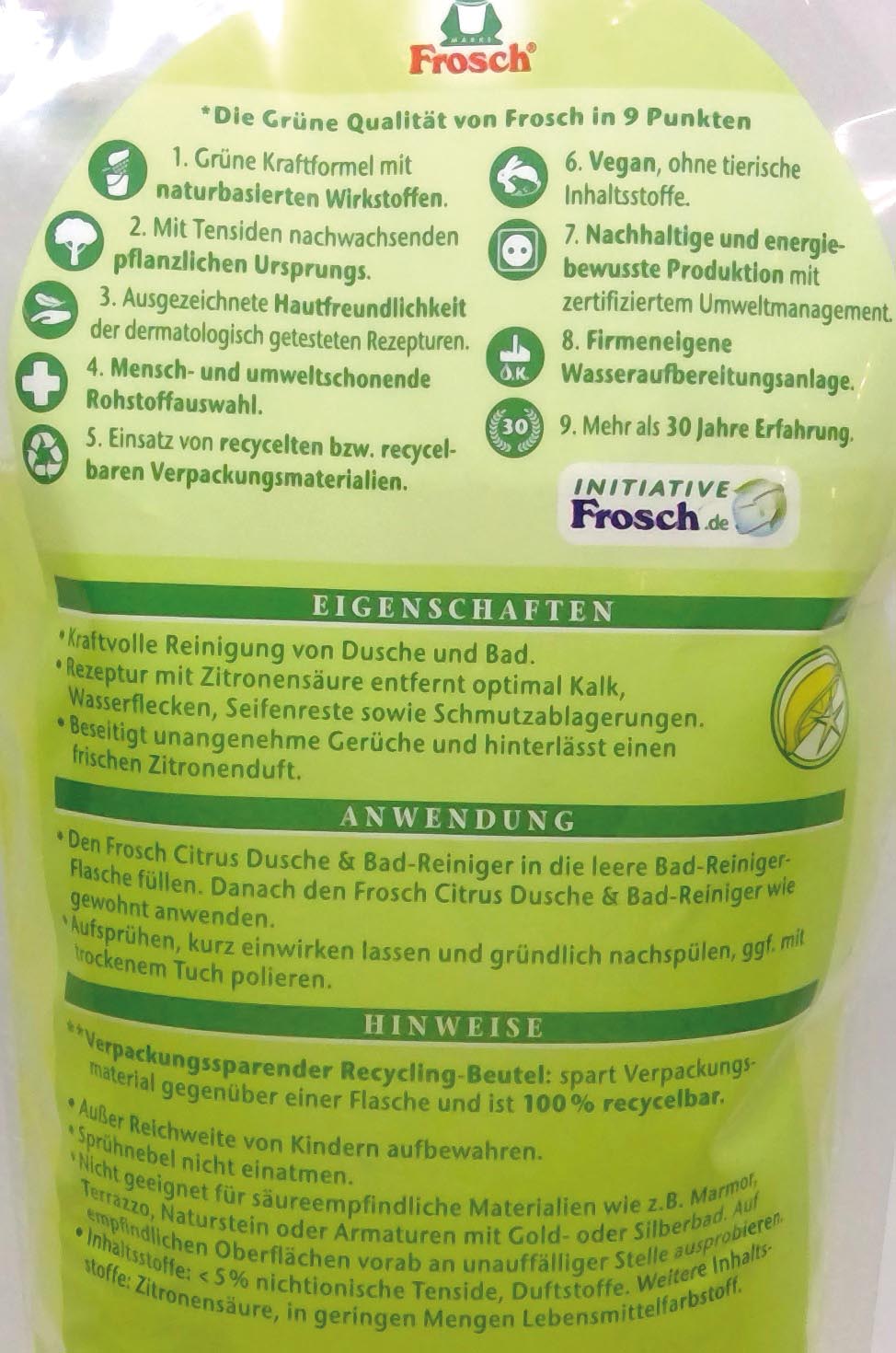 Frosch Citrus Dusche und Bad Reiniger NFB 950ml