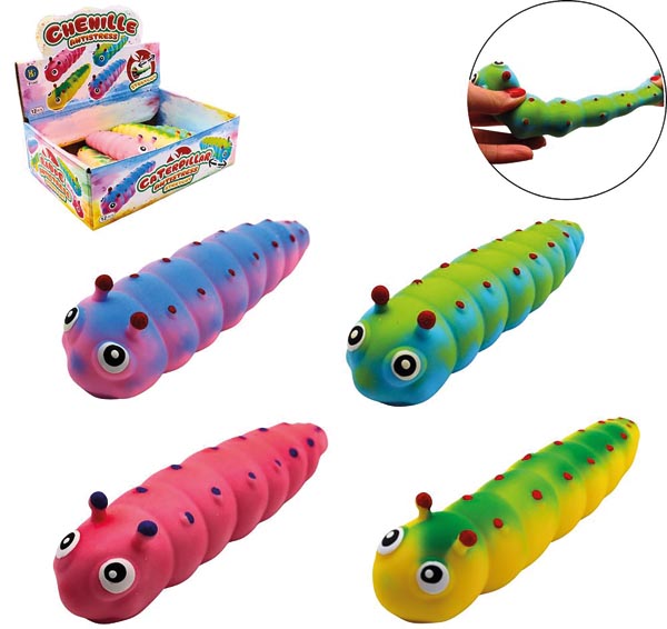 Antistressraupe 4fach sortiert, XL 16cm im Display