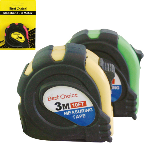 Measuring Tape 3m Housing w/ Rubber Grip 6x6x3cm