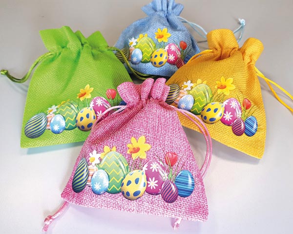 Easter jute sack with great motif, 14x13cm,