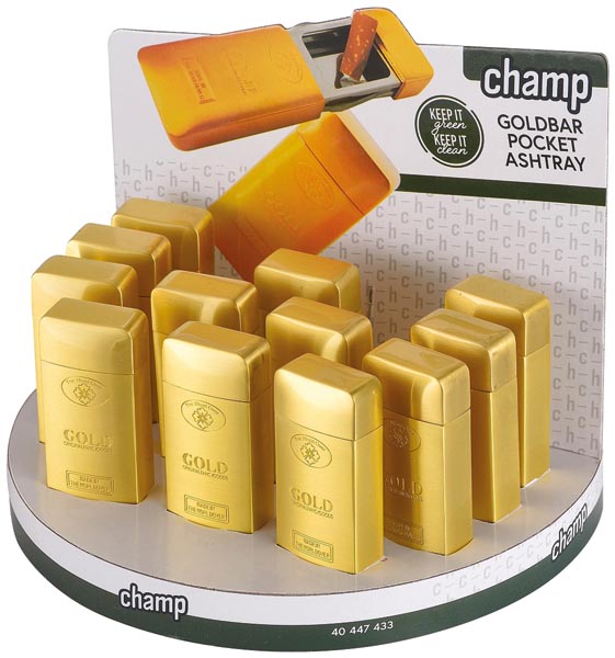 Goldbarren-Taschenaschenbecher, Gold im 12er Display, aus