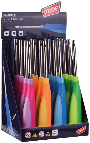 Feuerzeug BBQ - zweifarbig, Squeeze, im 16er Display