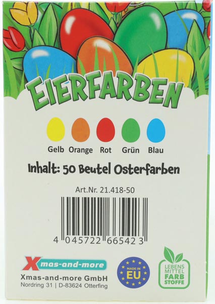 Ostereier Pulver-Farben 5 Farben im 50er Display