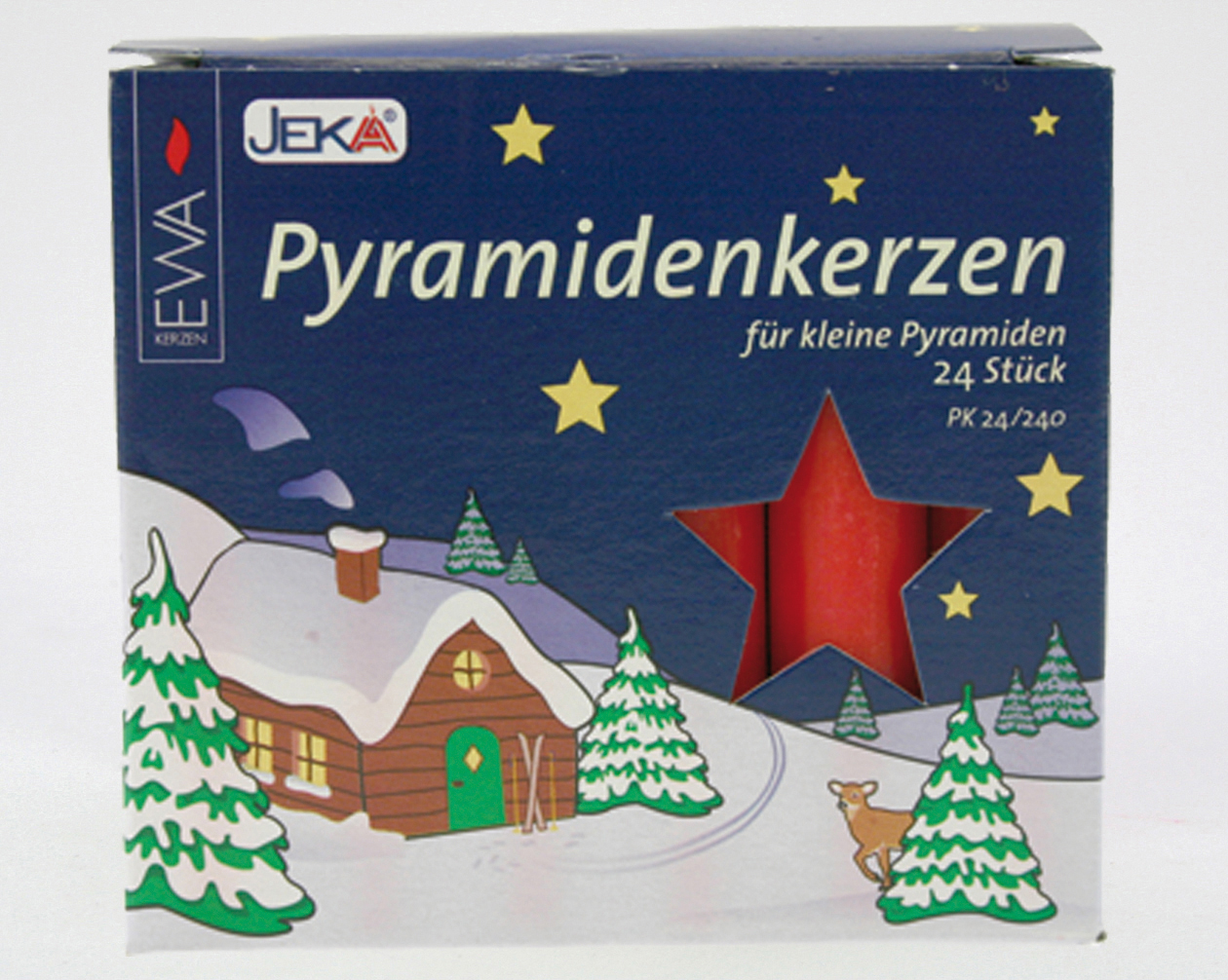 Pyramidcandles 24er red 14x74mm in colour pack.