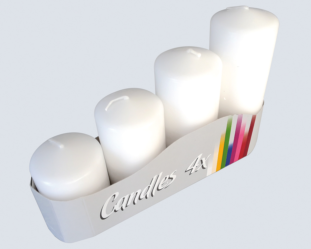 Pillar candles set of 4, 4 sizes assorted white