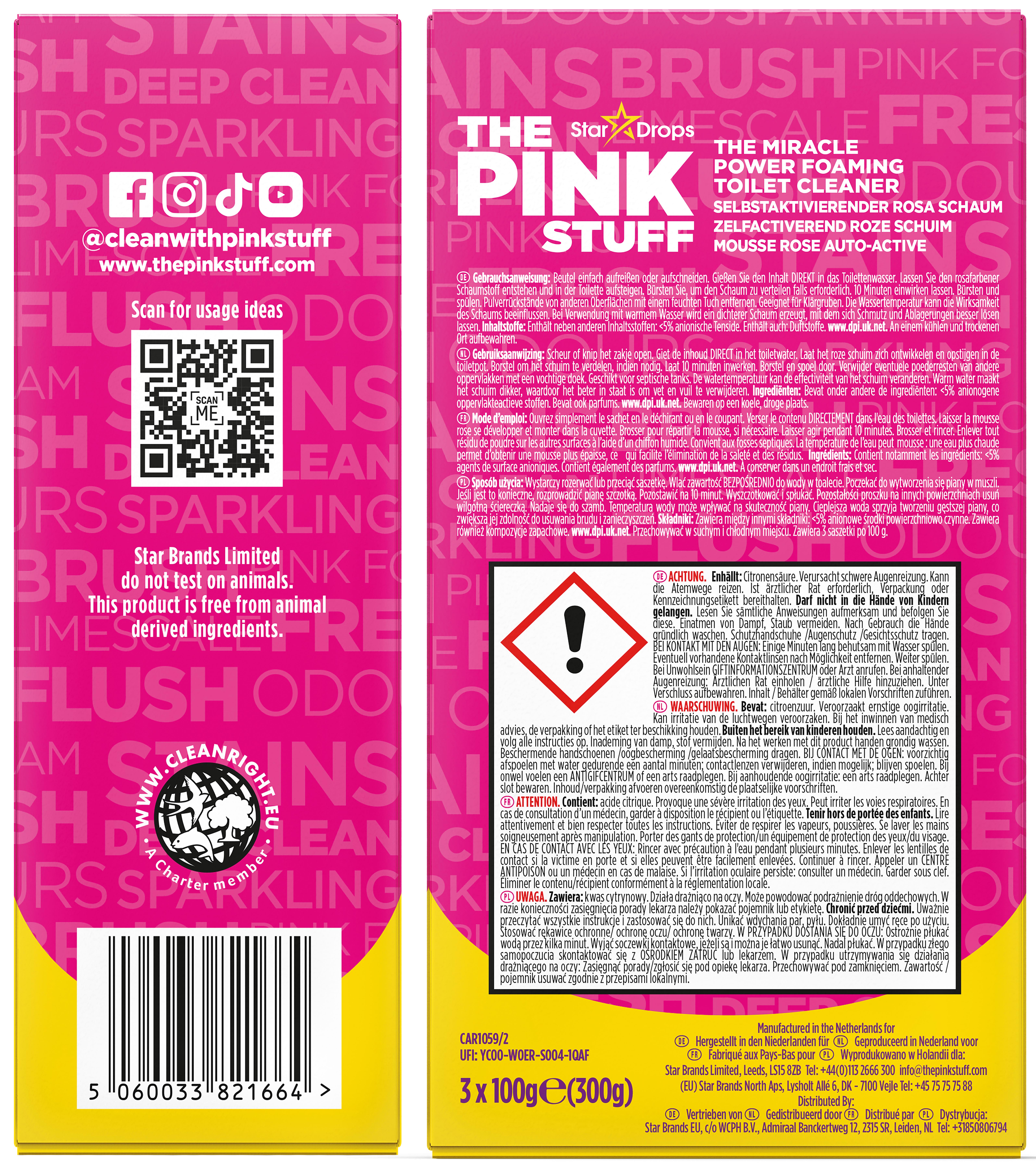 THE PINK STUFF Schaumtoilettenreiniger 3x100g