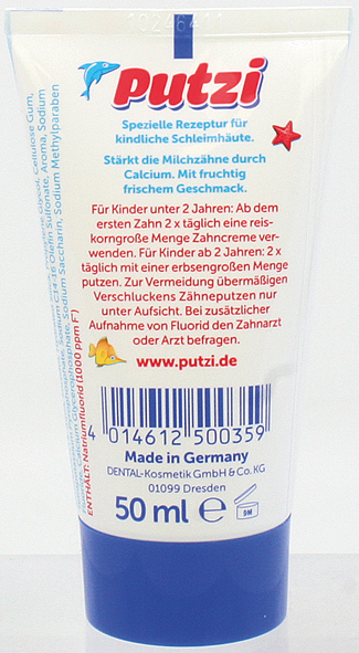 Putzi Toothpaste for Kids 50ml calcium