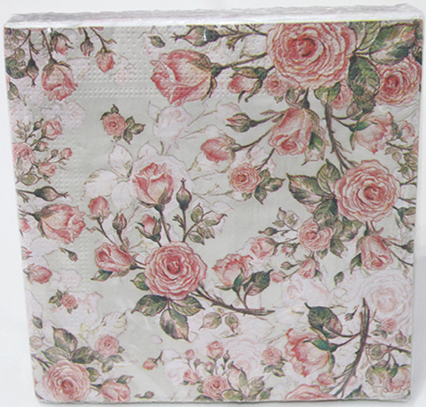 Premium rose motif napkins, 33x33cm, 3-ply,