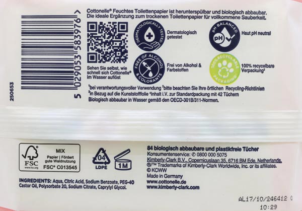 Cottonelle Moist Toilet Paper 84 Sensitive