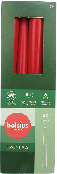 Taper Candles Set of 4 24,5x2,4 cm red,